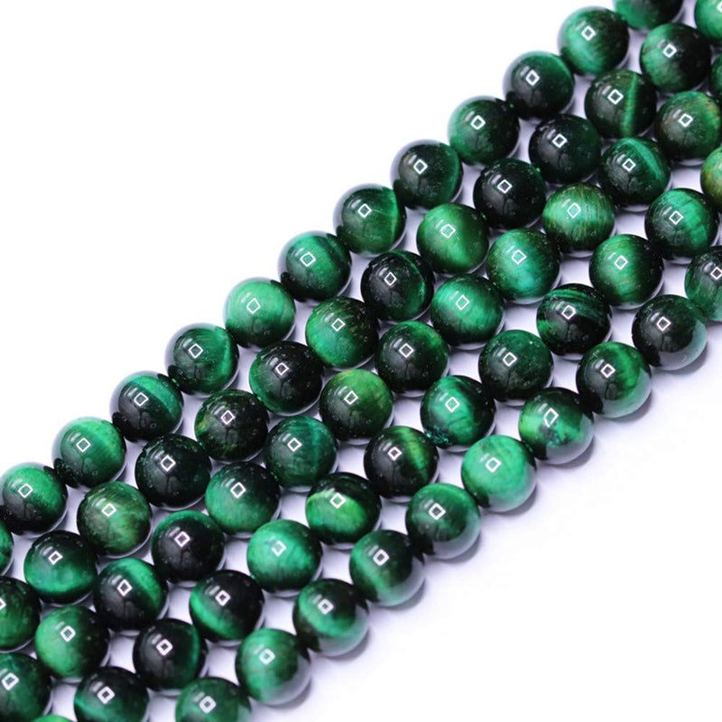 PLTbeads Natural Gemstone Loose Beads Smooth Round Approxi 15 inch DIY Bracelet Necklace for Jewelry Making (8mm, Green Tiger Eye) - Image 3